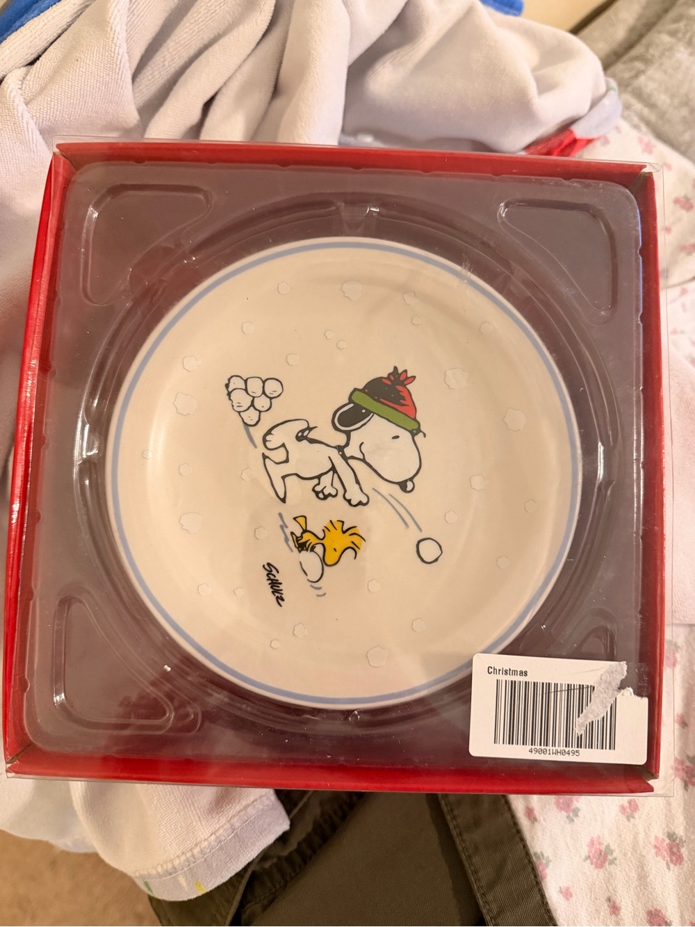 Peanuts Snoopy & Woodstock Christmas Plate set of 4